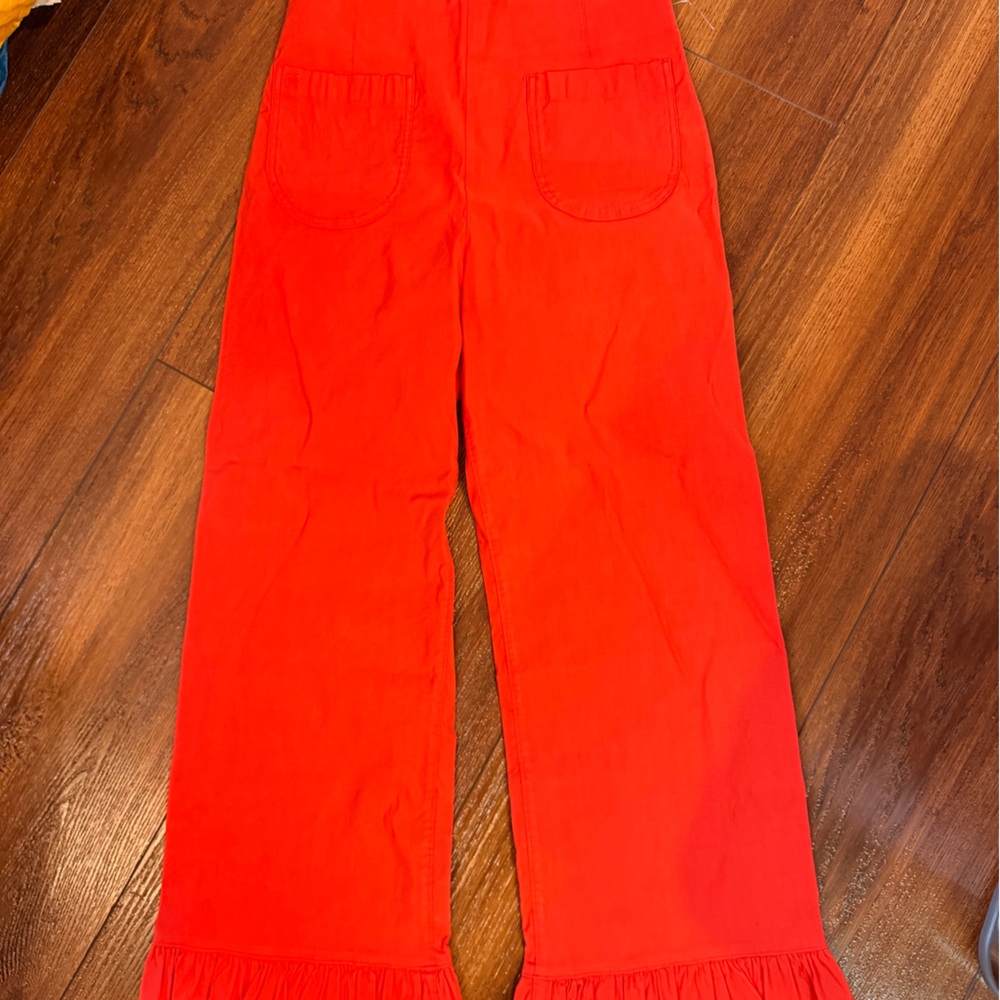 Anthropologie maeve ruffle  Bright Red Cropped Pants